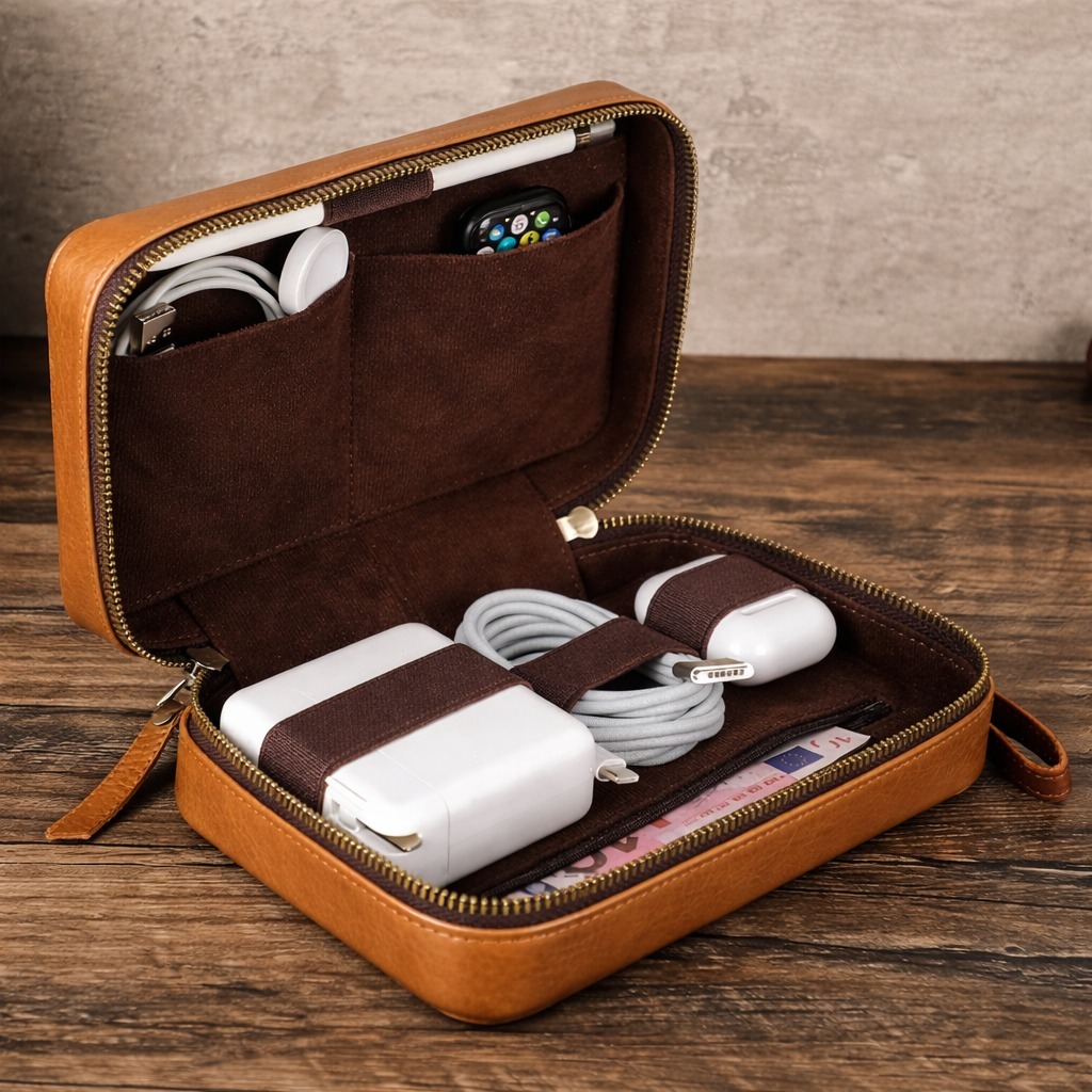 BOPRANEL tan leather case detail